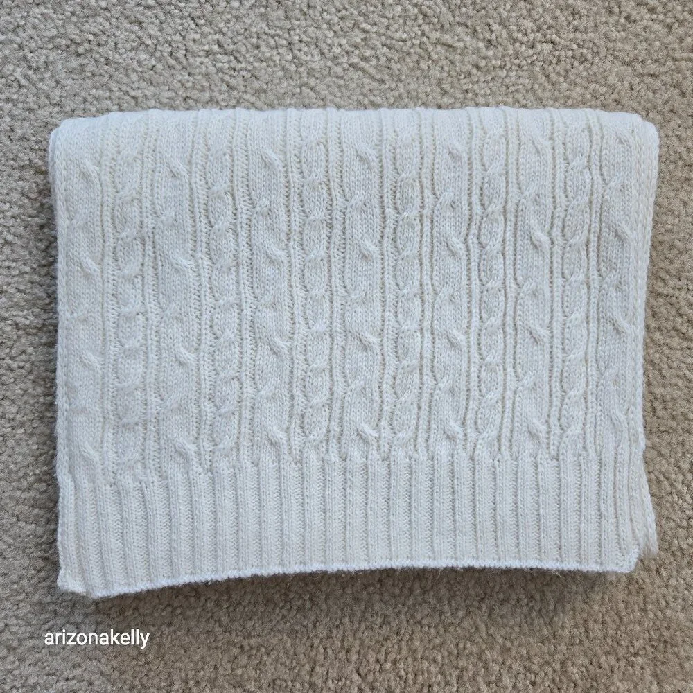 Wool or Wool Blend Cable Knit Ivory Scarf
